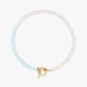 Kate Spade White Pearl and Light Blue Beaded Necklace